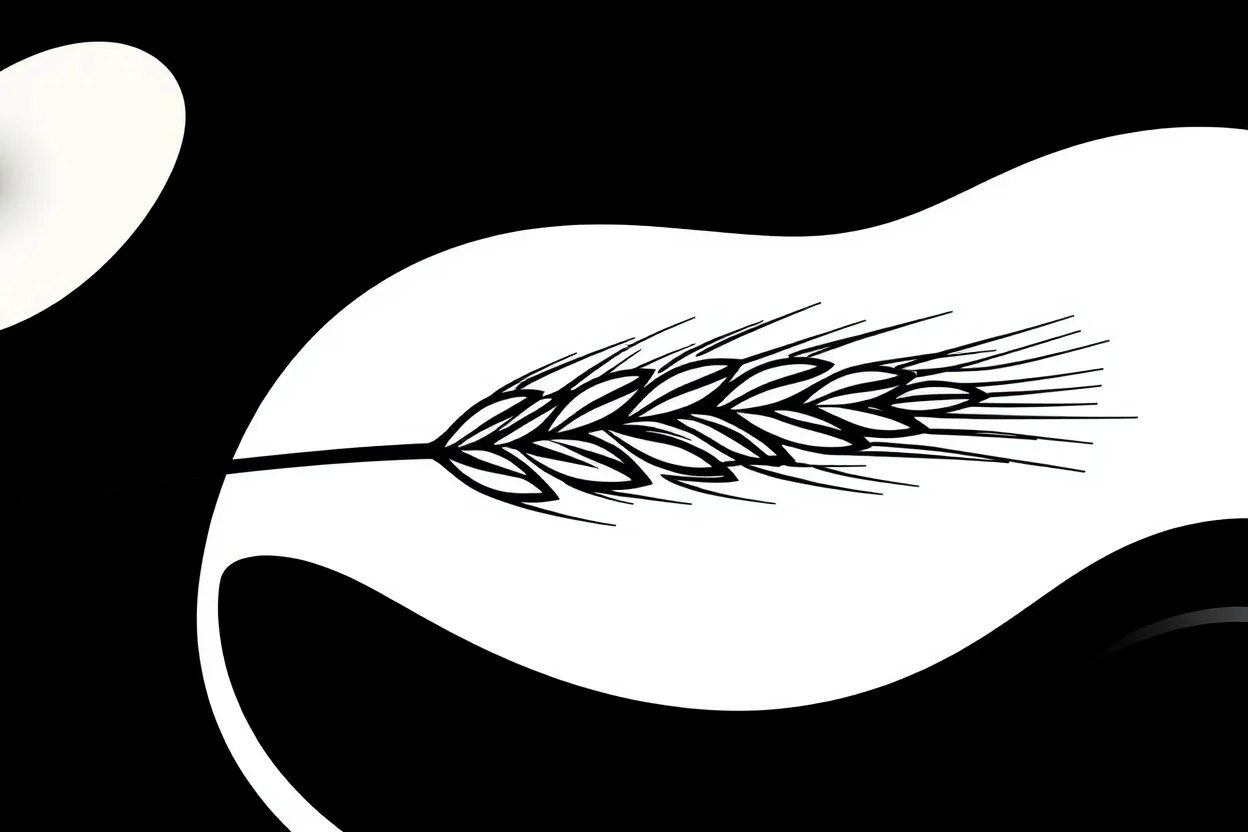 Graphic element of wheat sheaf, vertical, black on white vector