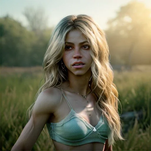 Shakira, 40 years old, artist, Realistic image, waist up portrait, eyes make up, perfect, glow, circle iris. concept art, smooth, unreal engine 5, god lights, ray tracing, RTX, lumen lighting, ultra detail, volumetric lighting, 3d, finely drawn, high definition, 4k.