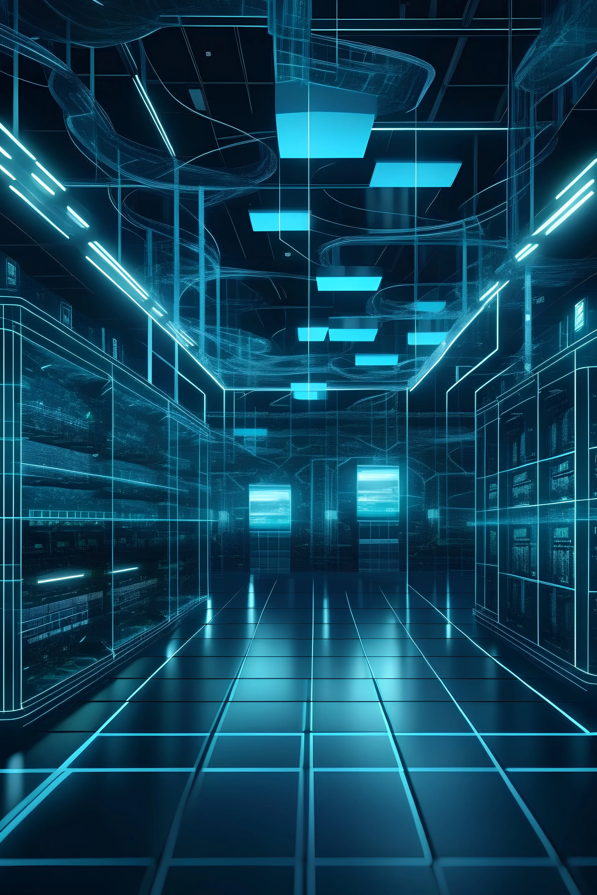Futuristic image of networks and servers for retail