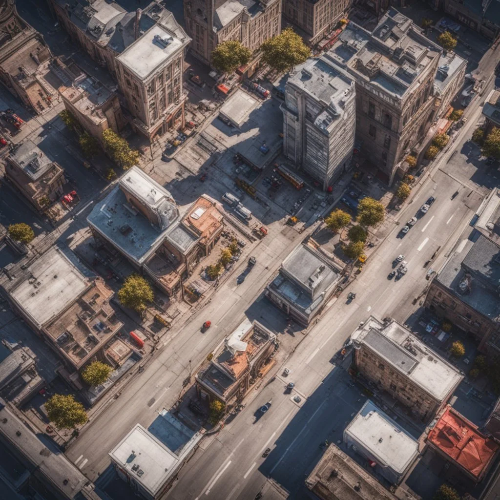 A top-down town view