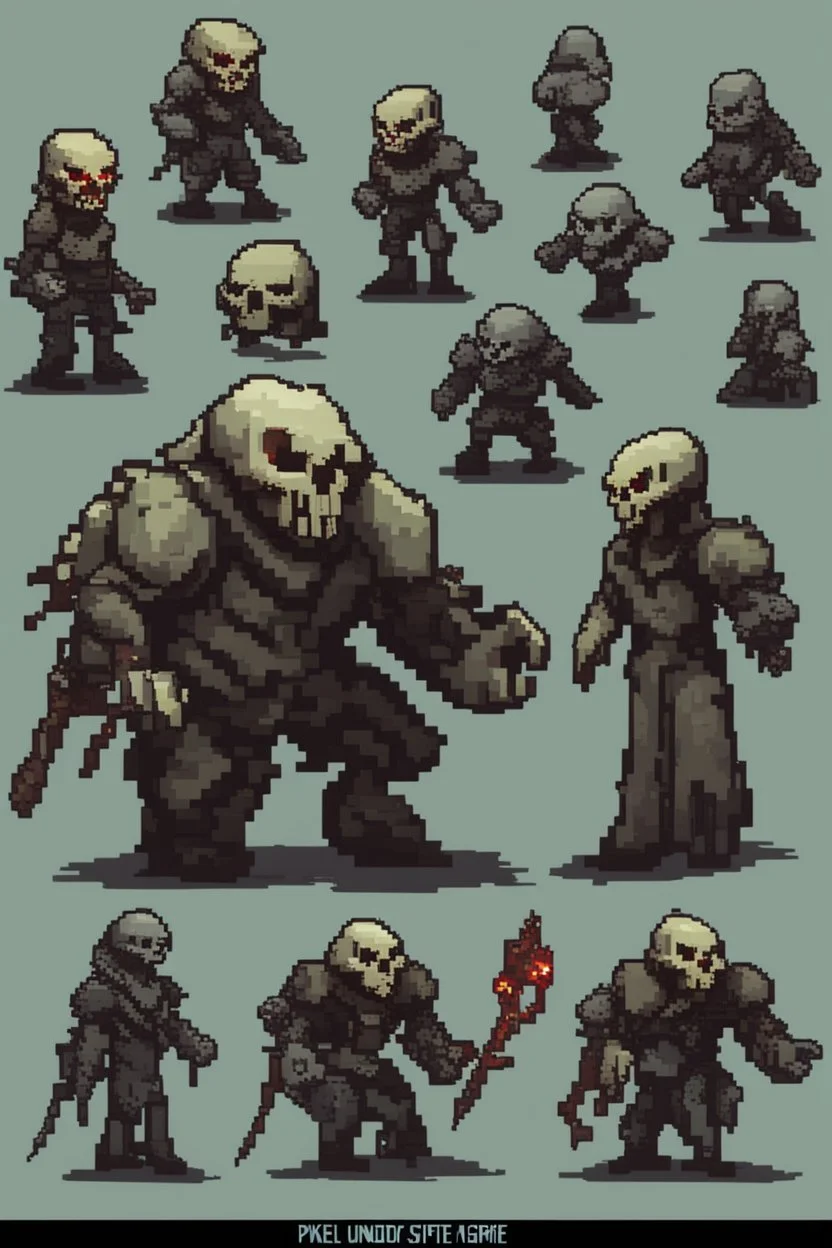 pixel undead sprite for pixel game side view idle. --ar 9:16