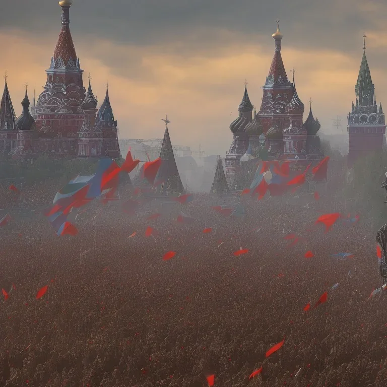 défilé militaire. Soldats zombie. Tank avec un z écrit dessus. Armée russe. Place rouge Moscou. 4k