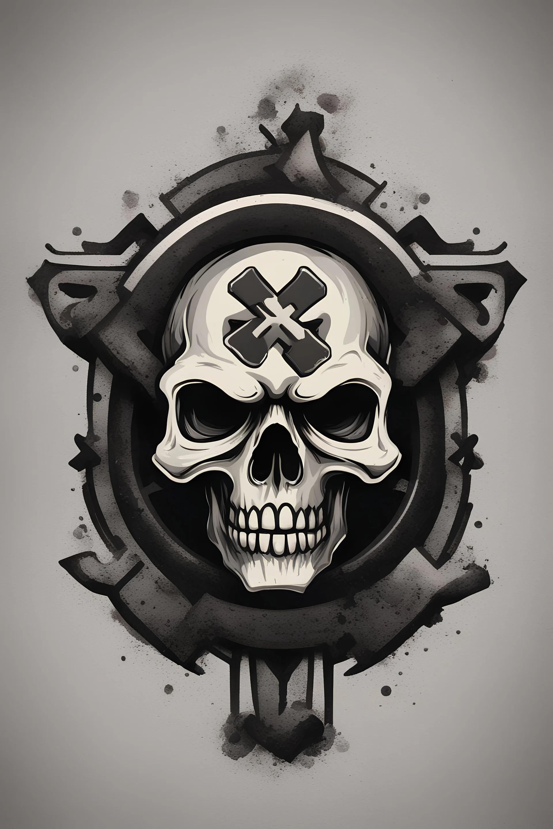 An 8 but style skull and cross bones logo