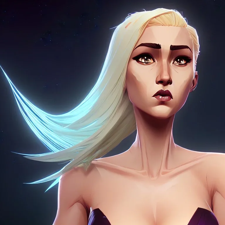 A beautiful portrait of a galactic woman blonde hair