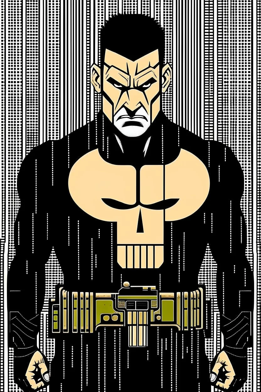 punisher sku;; satoshi nakamoto in the style of Hiroshi Nagai