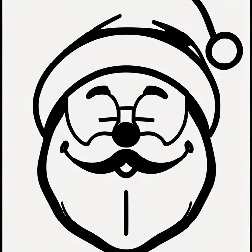 Line drawing of Santa clause on sketch paper, smiling, portrait, detail