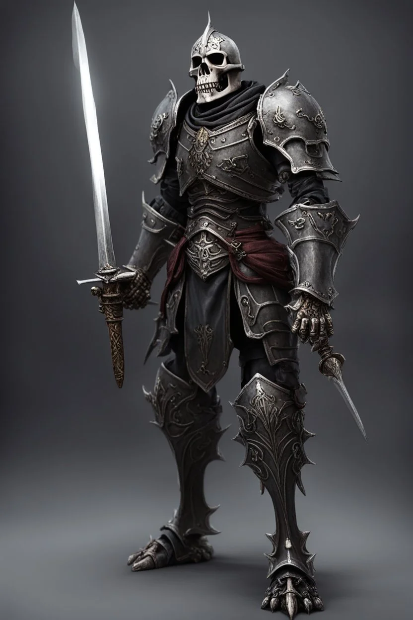 dark age armored skeleton knight with sword