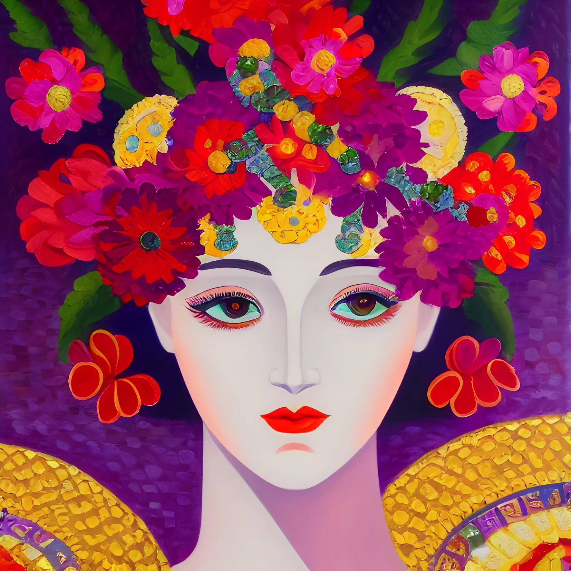 anthropomorphic multiplication sign head in a young woman, intricate, elegant, highly detailed flowery design, oil on canvas painting, concept art, Futurist Art, smooth, sharp focus, illustration, glowing, Gino Severini, 8 k, Mad Mari