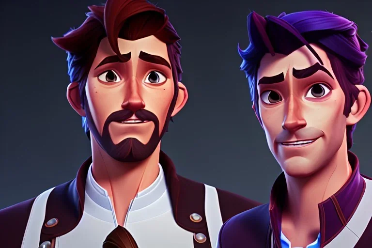 Flynn Rider, Tangled, Facial Hair, brown hair, blue vest, white undershirt, Zachary Levi