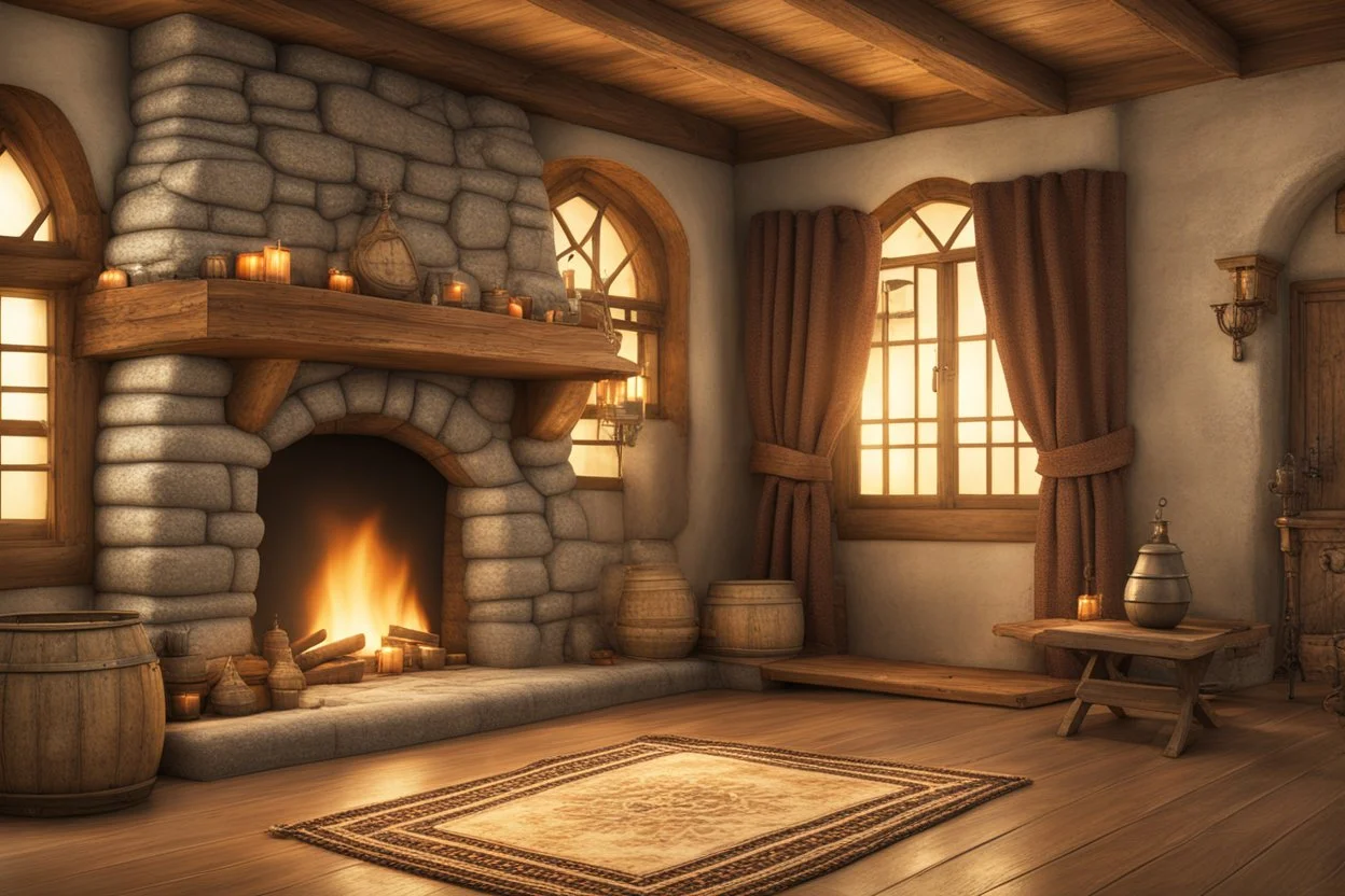 fantasy medieval room with fireplace