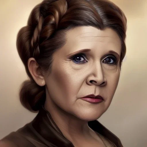 [[extrem stunning photorealistic Carrie Fisher as Princess Leia]] :: [[photorealistic brown eyes, short hair, head and shoulders portrait, 8k resolution photorealistic portrait by Greg Rutkowski, Artgerm, WLOP, Alphonse Mucha, dynamic lighting, hyperdetailed, intricately detailed, triadic colors]]