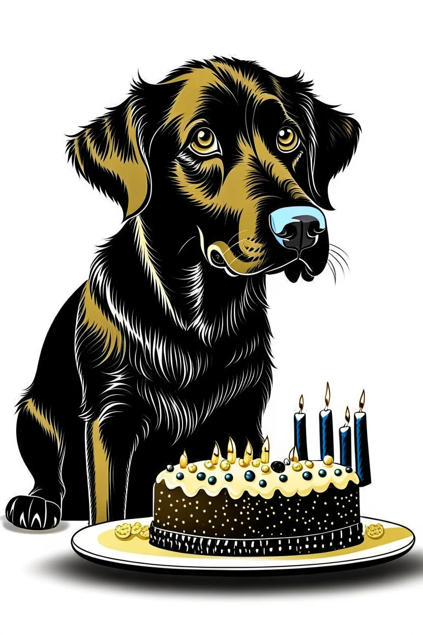 Birthday cake black dog graphic