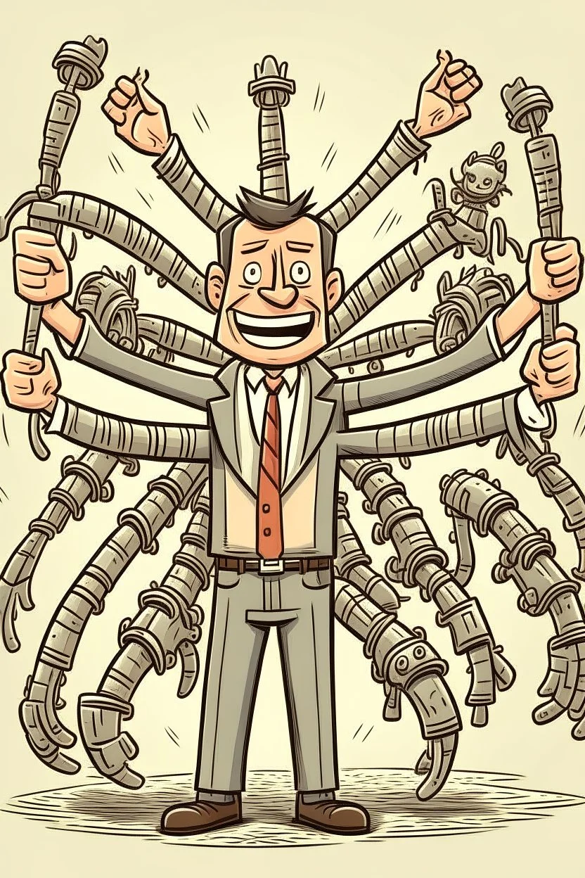 a happy boss with many arms