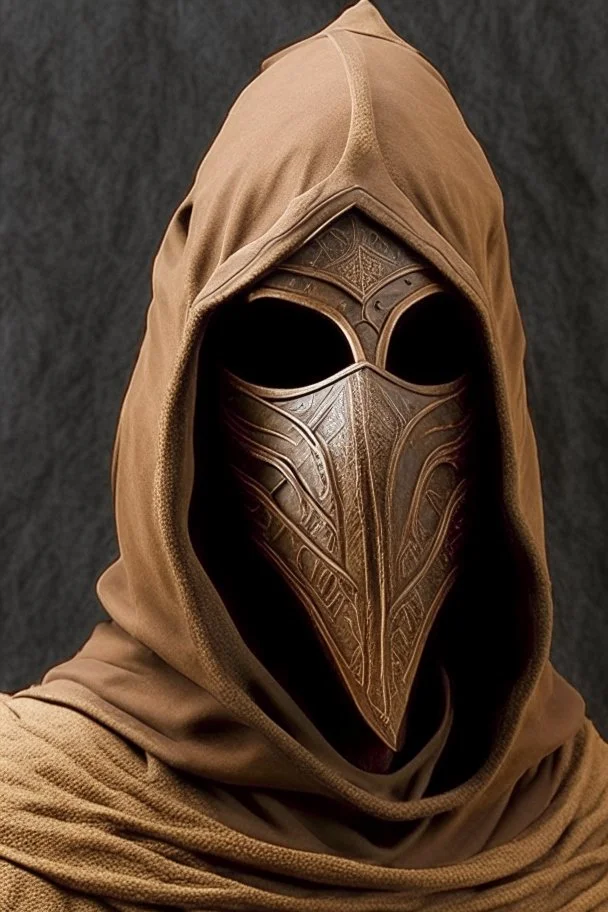 wizard mask light brown hood desert armor smoke knight scimitar warrior swords