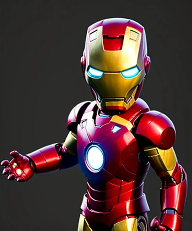 iron man toddler, full body, dramatic lighting, angry, hyper realistic