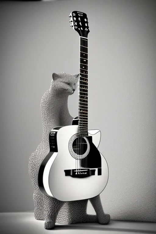 One single mature light cat, friendly, playing guitar, vienna, sunny day, model style, hyper realistic, extremely accurate, delicate, extremely detailed, Graphic novel style, wide-angle, open aperture, superfine pencil