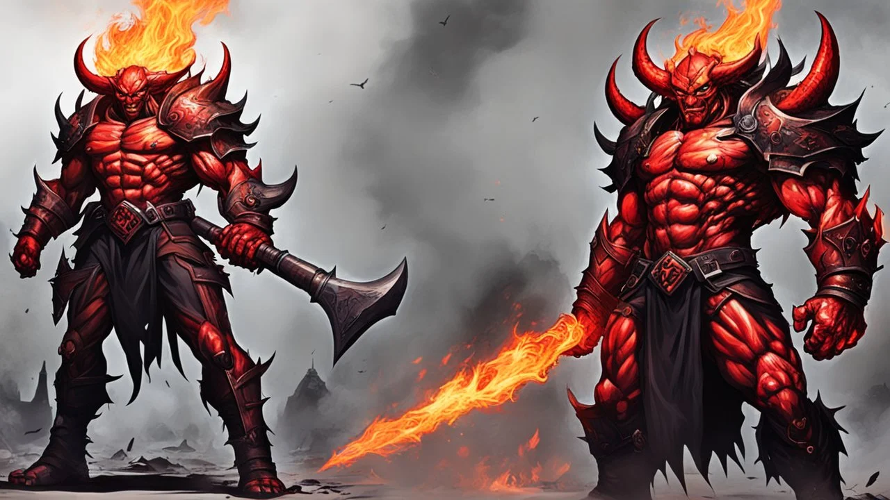 comic style fire & steel demon