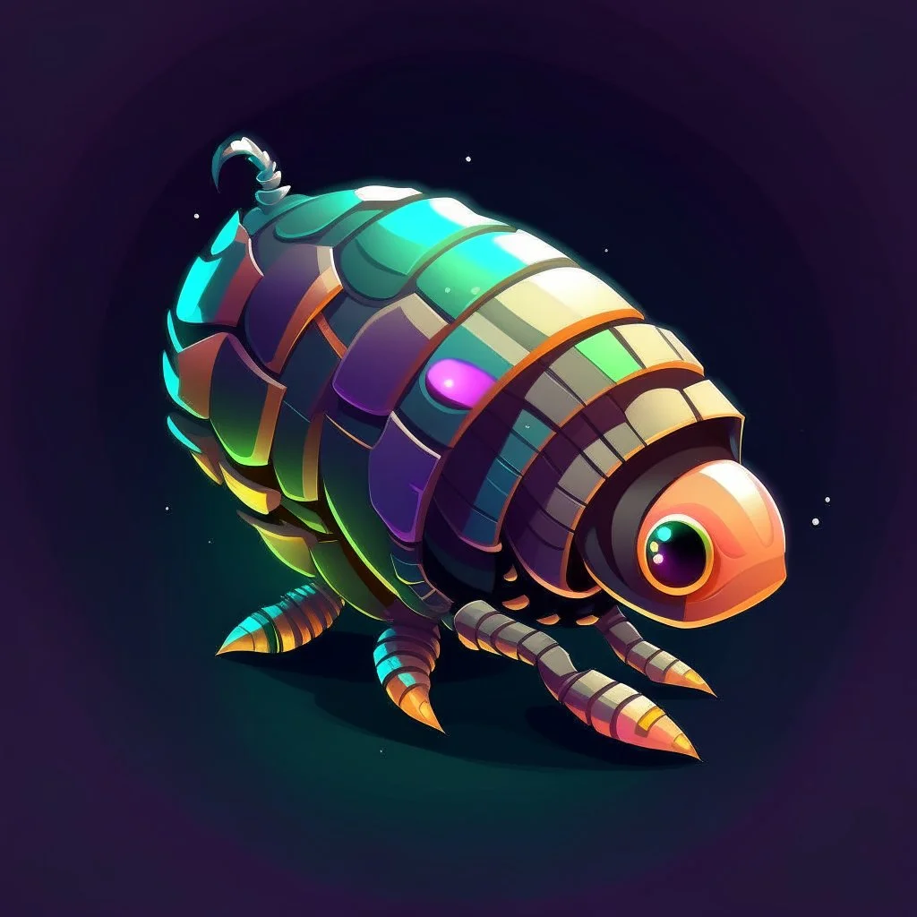 vector graphics 2d lowpoly shiny metallic spaceship worm