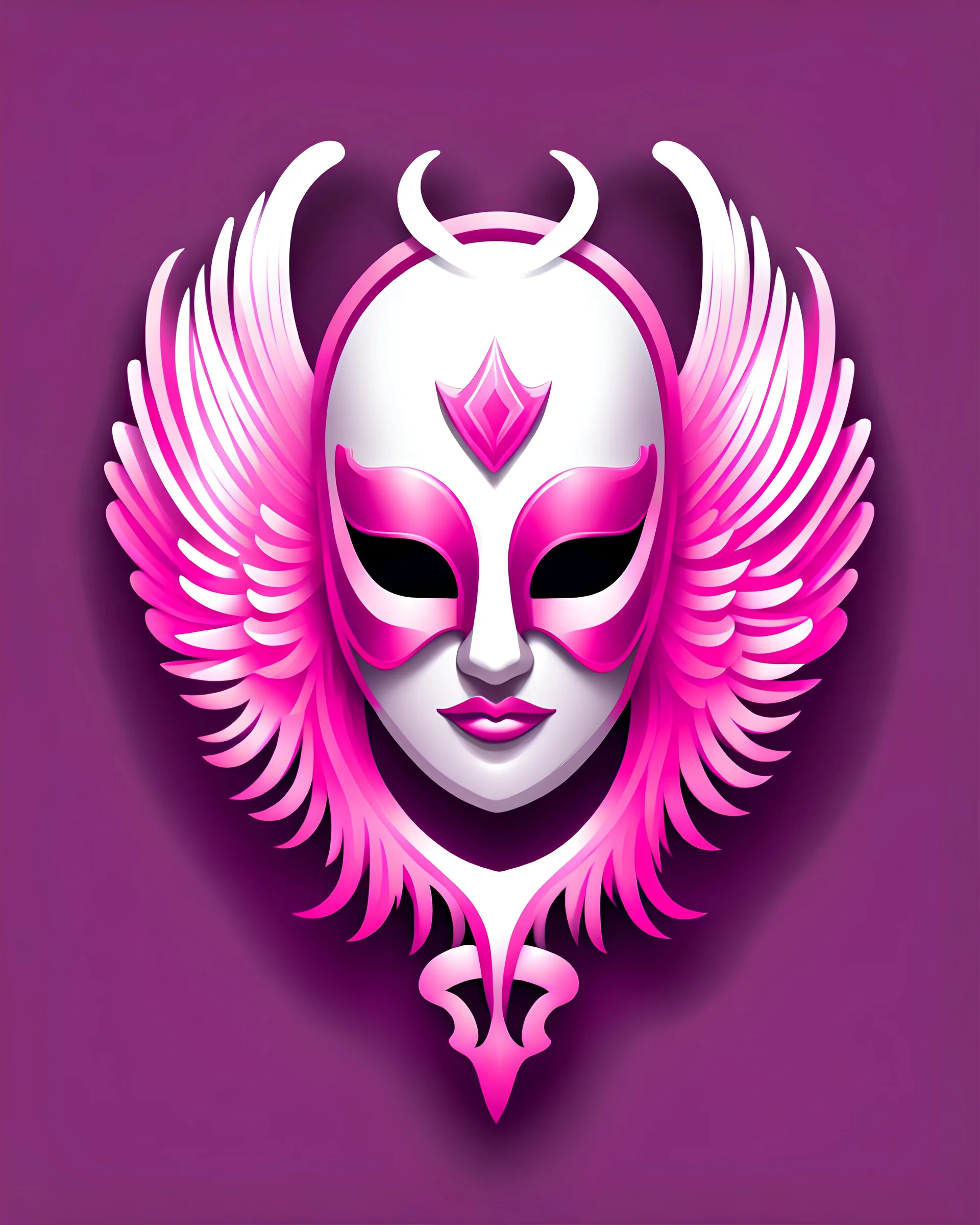 logo, minimalism icon, carnival mask, masked angel, pink ghotic, angels in the office --weird 20 --s 250 --v 5.0