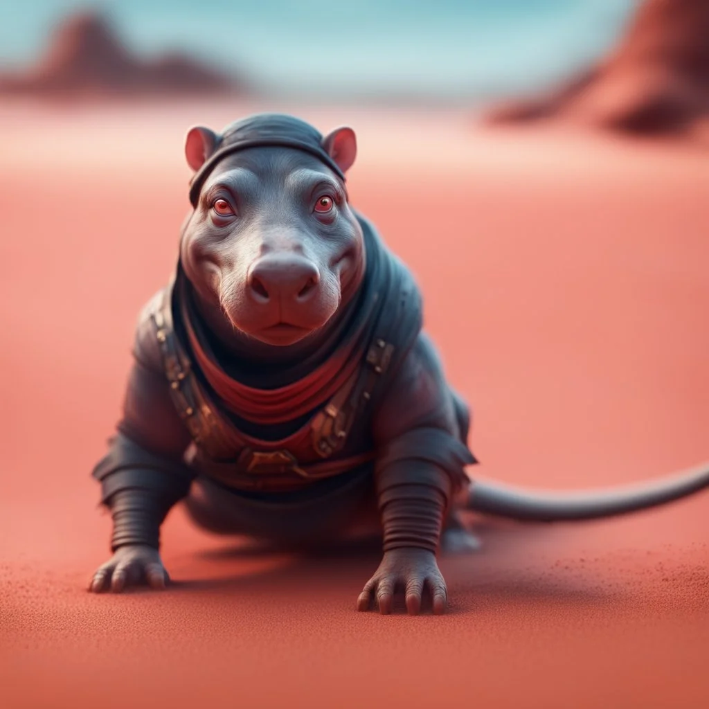 pen outline, elongated female ninja dog rat hippo witch on the red sand beach ,bokeh like f/0.8, tilt-shift lens 8k, high detail, smooth render, down-light, unreal engine