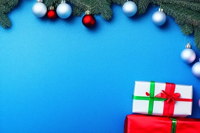 Christmas scene,smartphone, blue background,