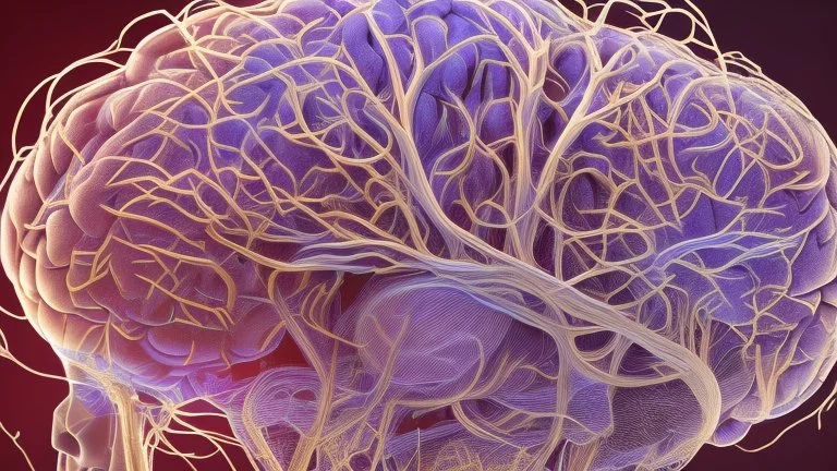 "The image represents microscopic details of the human brain, displaying intricate nerve structures and neural transmissions. The picturesque image reflects the complexity and beauty of neural structures in the brain, indicating recent advancements in the field of neuroscience and the significant discoveries it represents."