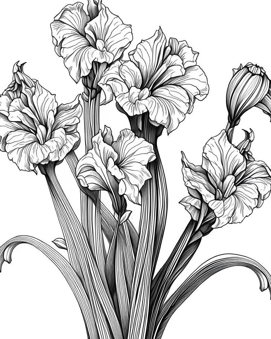 real massive Gladiolus flower coloring page