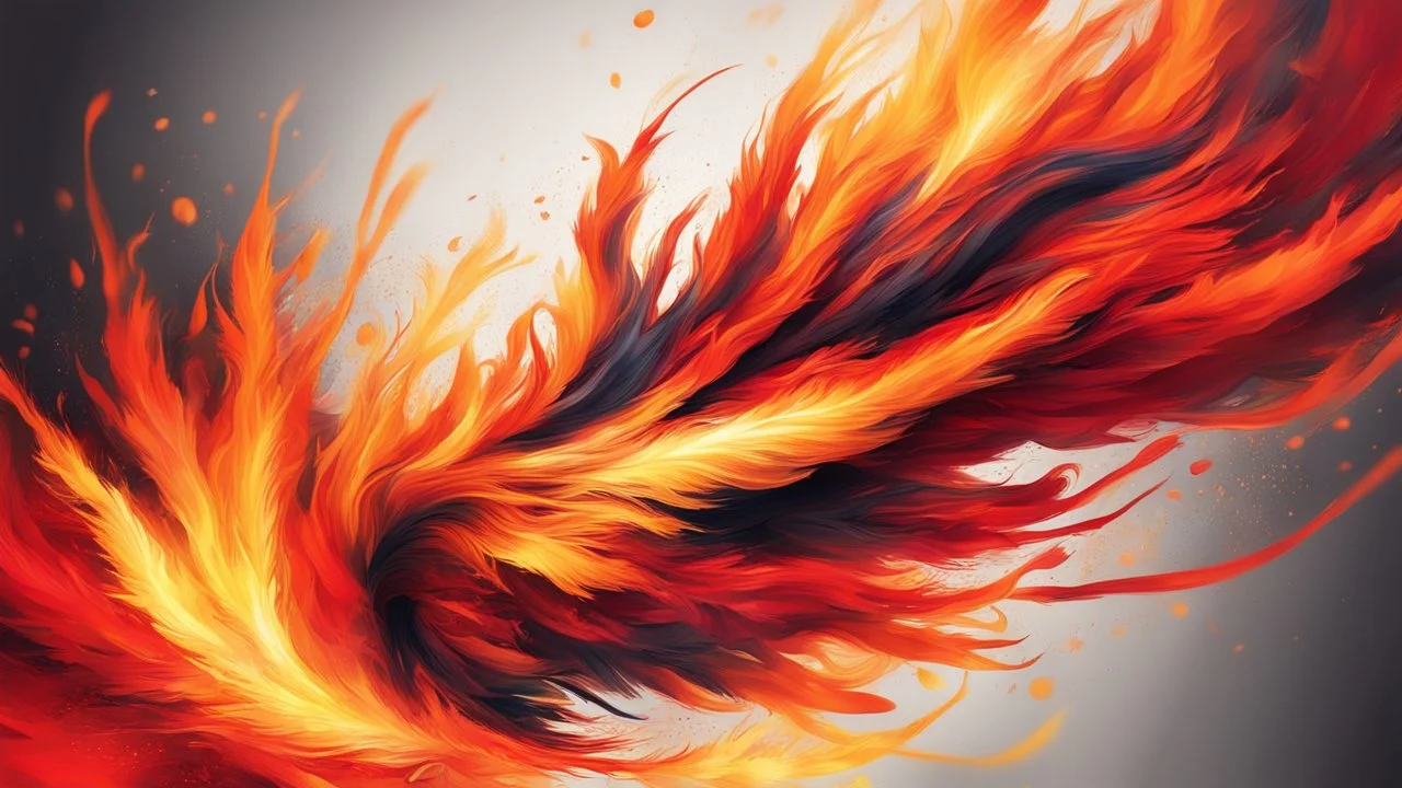 Hyper Realistic Abstract Blazing-Phoenix art vector style with Red-Yellow-&-Orange-abstract-brush-strokes