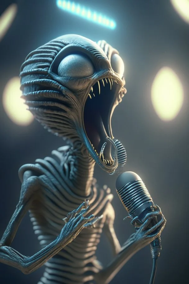 Alien singing , HD, octane render, 8k resolution