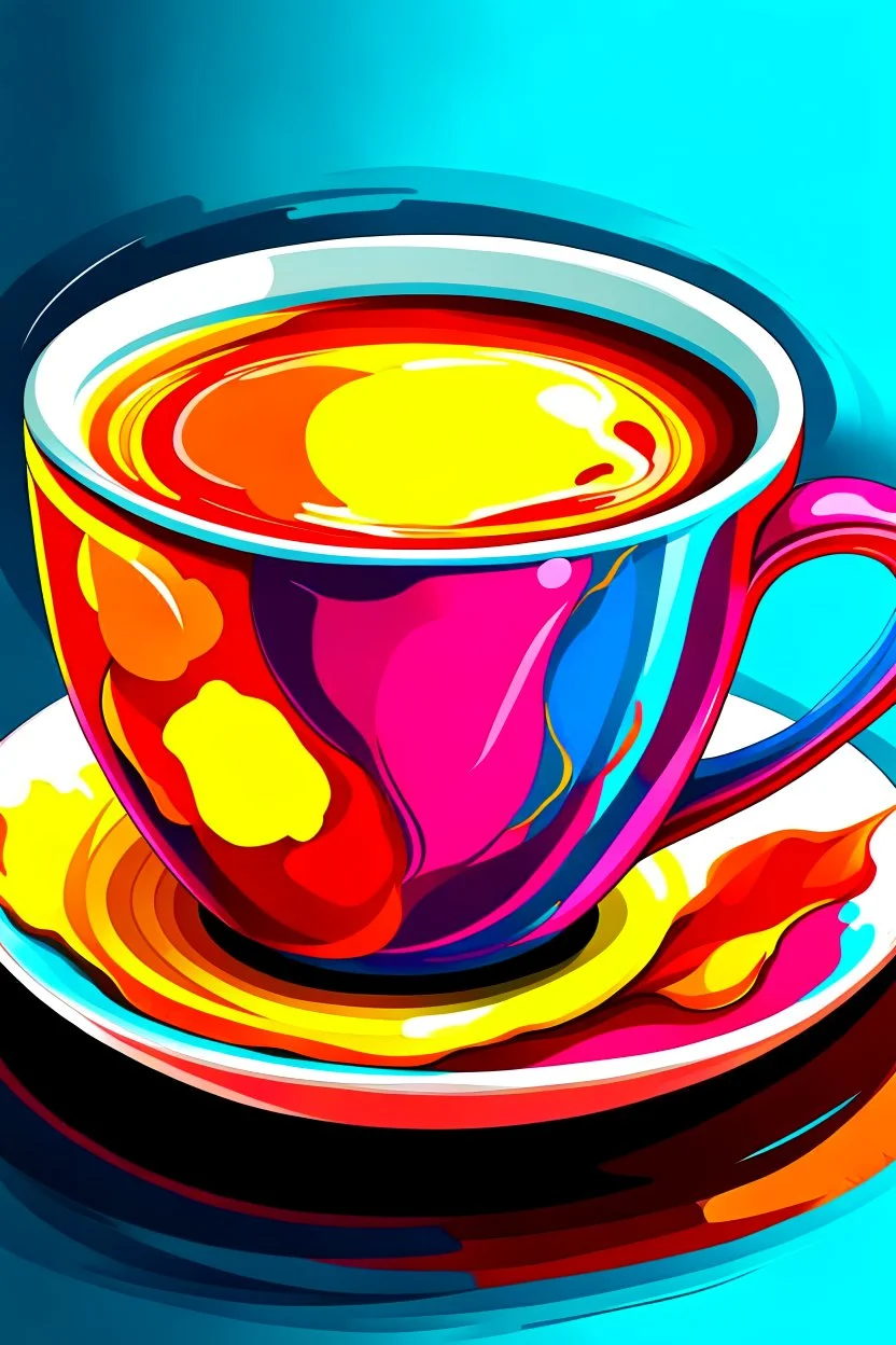 A vibrant and colorful rendering of a cup of tea with milk, showcasing the rich and bold flavors of the beverage.