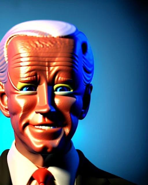 Waist up Portrait, joe Biden as muppet Blue suit retro style, photo studio, city background, unreal engine 5, concept art, art station, god lights, ray tracing, RTX, lumen lighting, ultra detail, volumetric lighting, 3d.