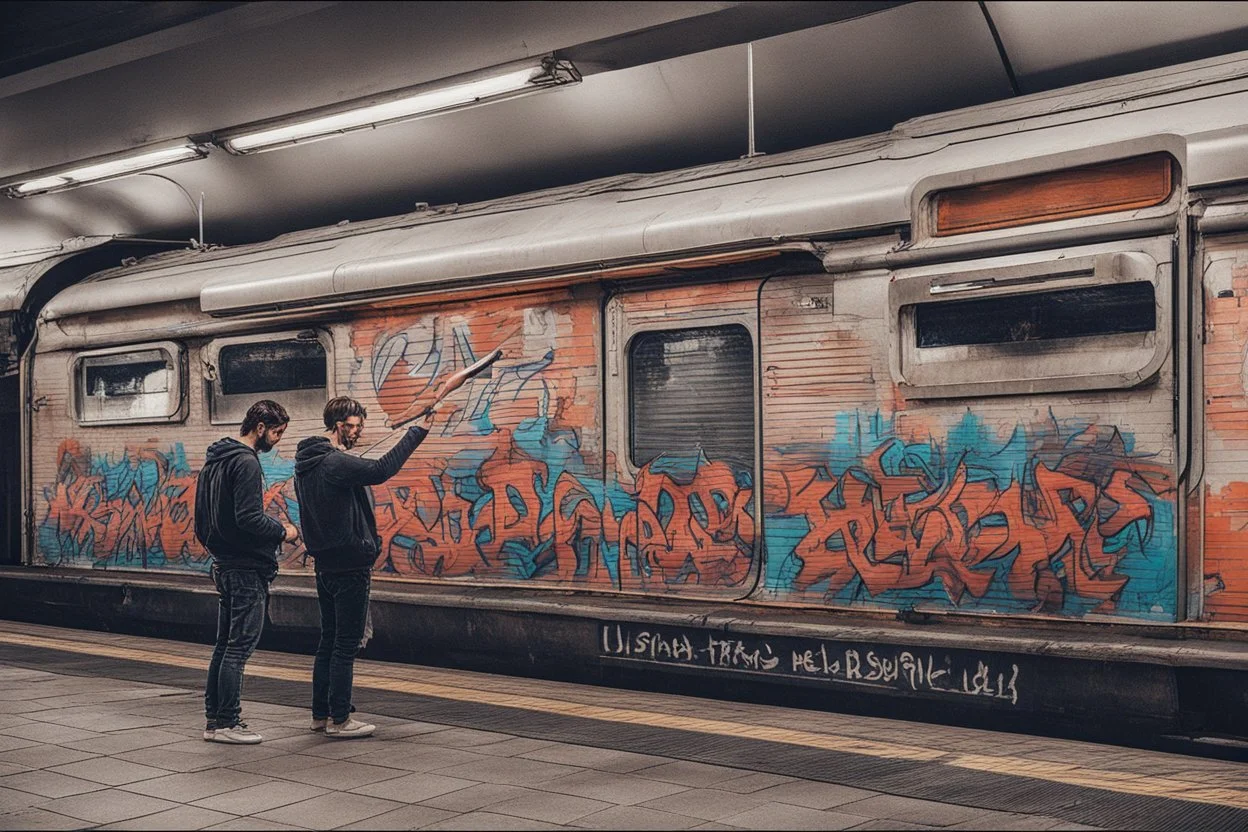 ˂https://soundcloud.com/b-mannen˃ Jesus Christ is Writing the text: "KEBAB BROTHERS" everywhere in Graffiti text, in train station