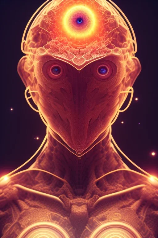 portrait full human body, meditation, third eye, universe, fourth dimension, fractal, realistic, 8k, high quality, extreme detail, symmetrical,