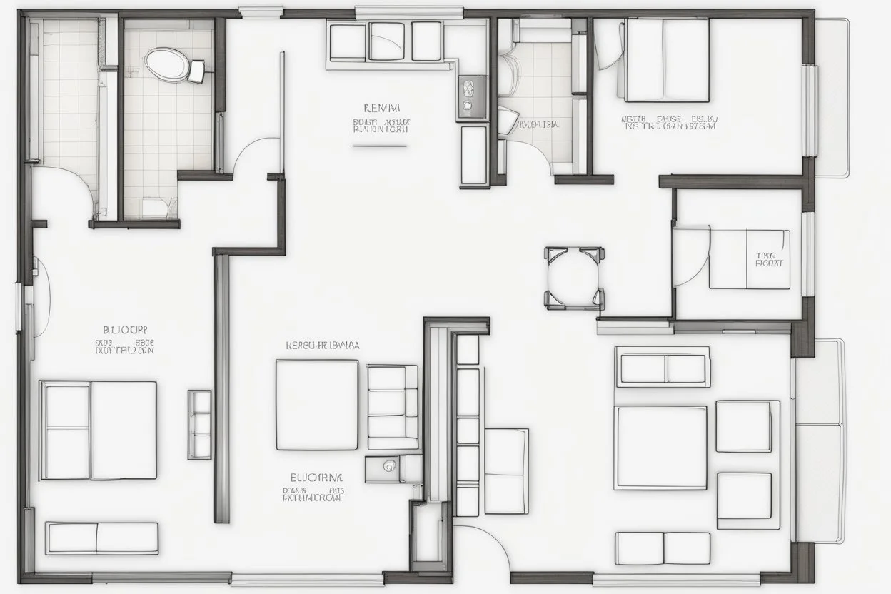 blueprint, small house floor plan, technical, illustration, videogame
