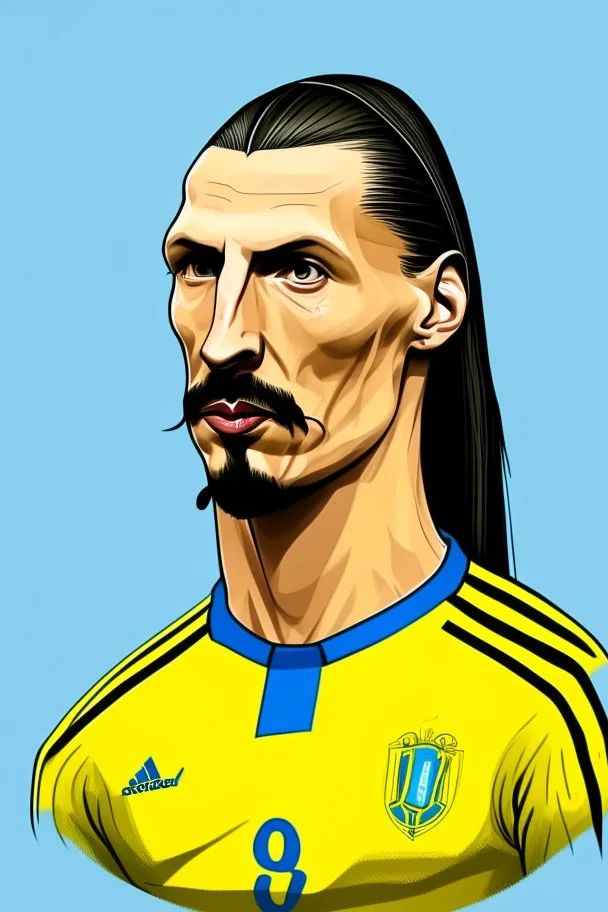 Zlatan Ibrahimovic Swedish football player ,cartoon 2d