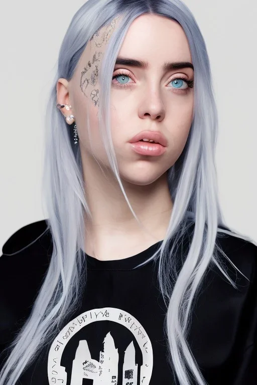 Billie Eilish, sitting on a chair, Black Short Dress, pale skin, high detail, realistic, 8k, not to be distinguished from a photo