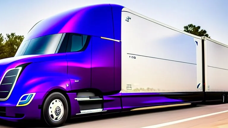 A Tesla semi-truck is racing at top speed, across the 'Universal Studios Orlando', in Florida. CINEMATIC. WIDE ANGLE LENS.