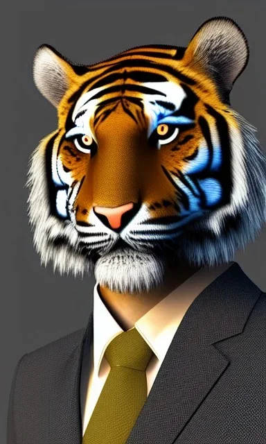 Tiger in suit, photo, realistic, 8k