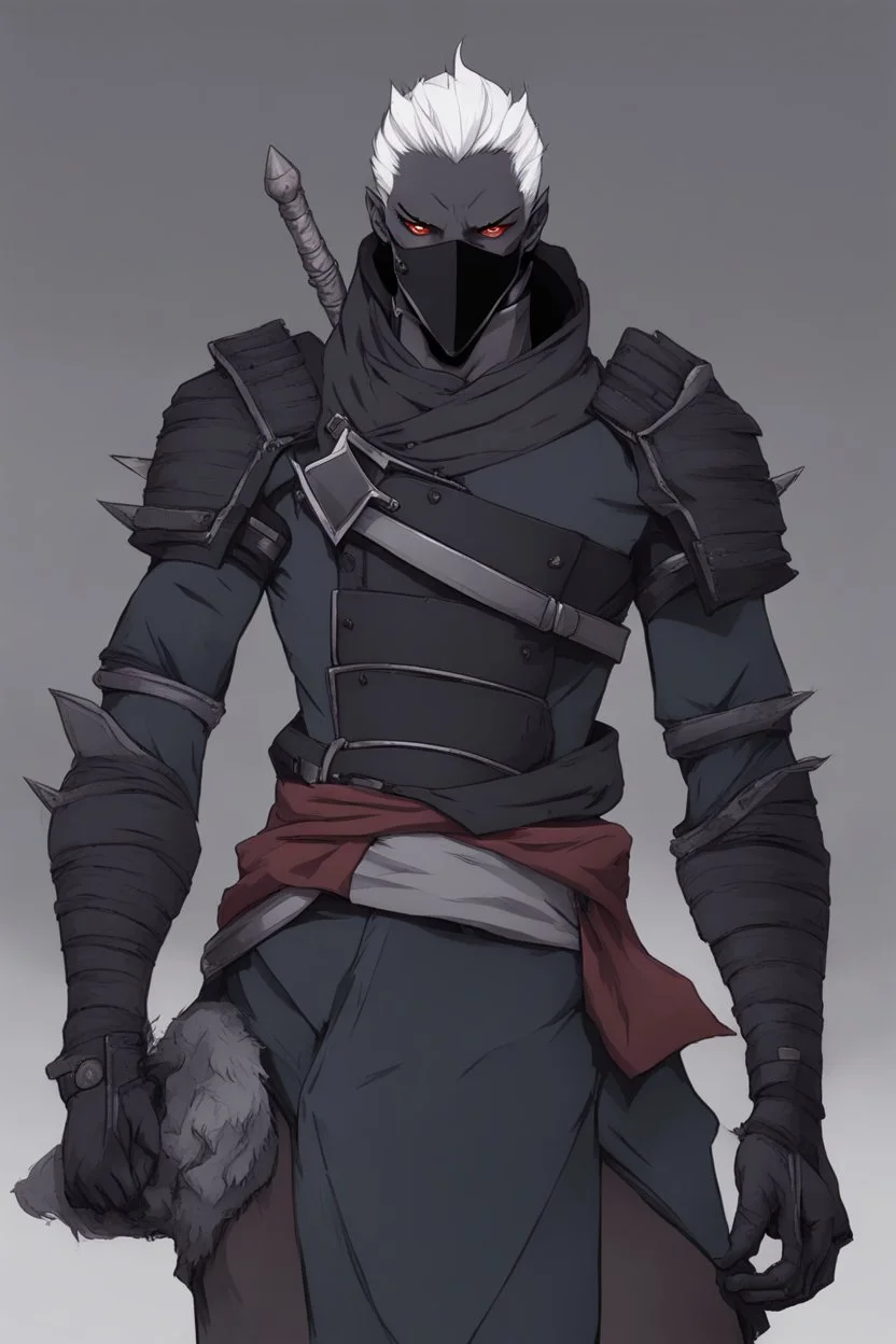 Armored man Drow from DnD by style of Jujutsu Kaisen (anime)