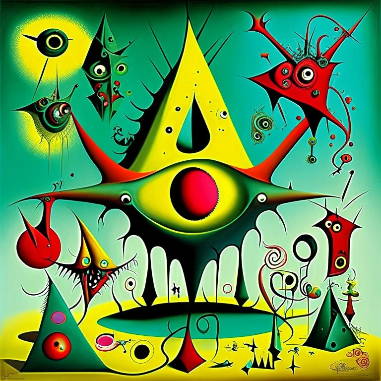 creative surreal composition in style of Desmond Morris, diabolical mind full of traps and schemes,