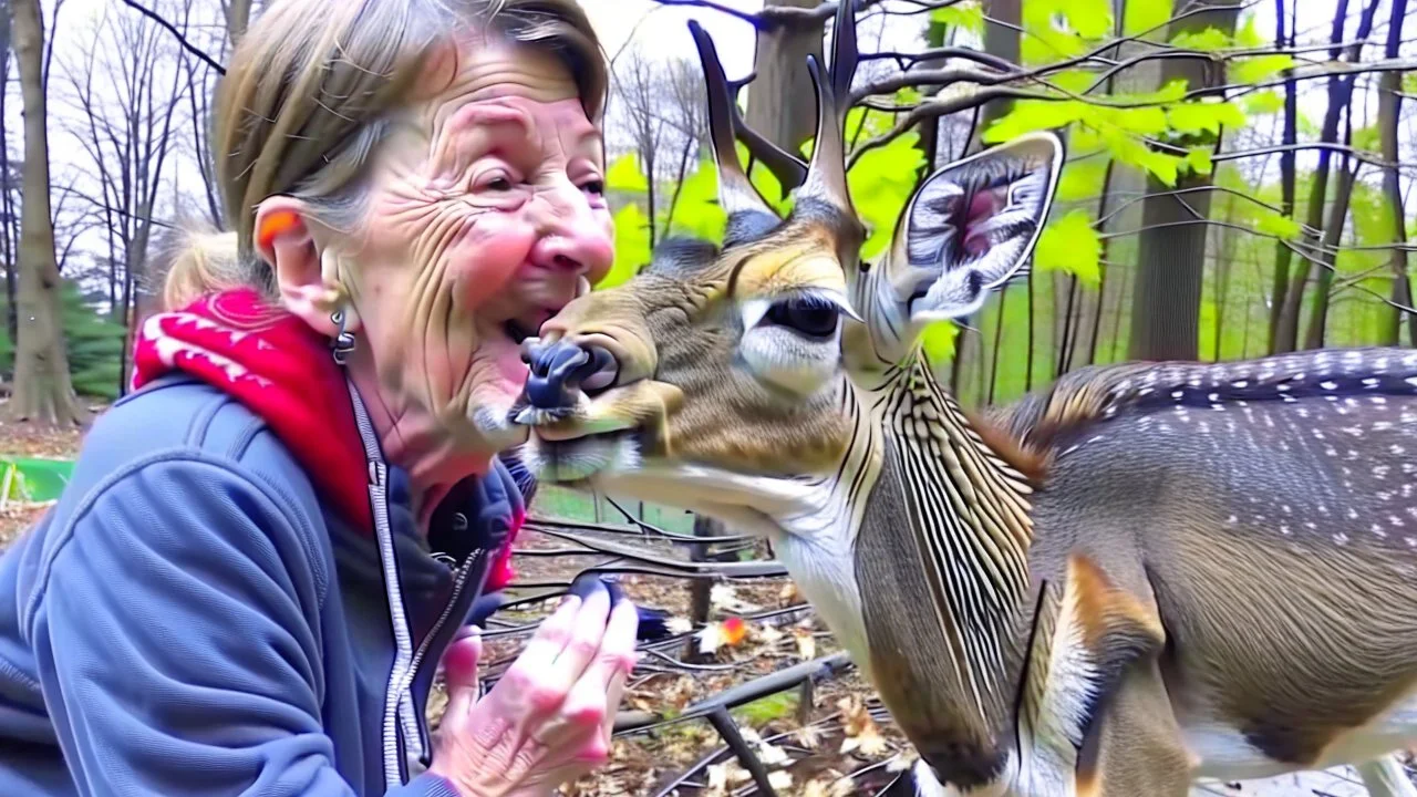 hysterical lady tries to revive deer using CPR or Mouth to Mouth