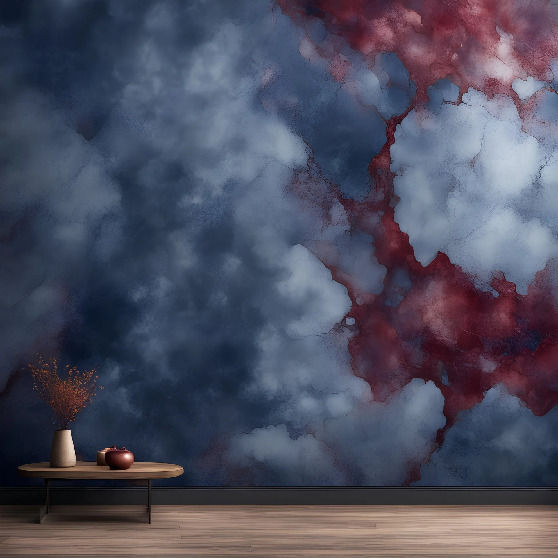 Hyper Realistic navy-blue & maroon marble wall texture with rustic background & vignette effect