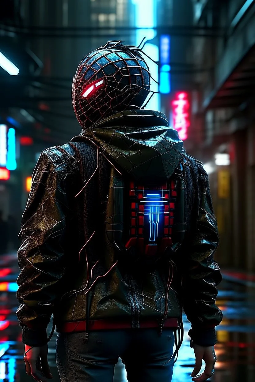 cyberpunk spiderman back turned