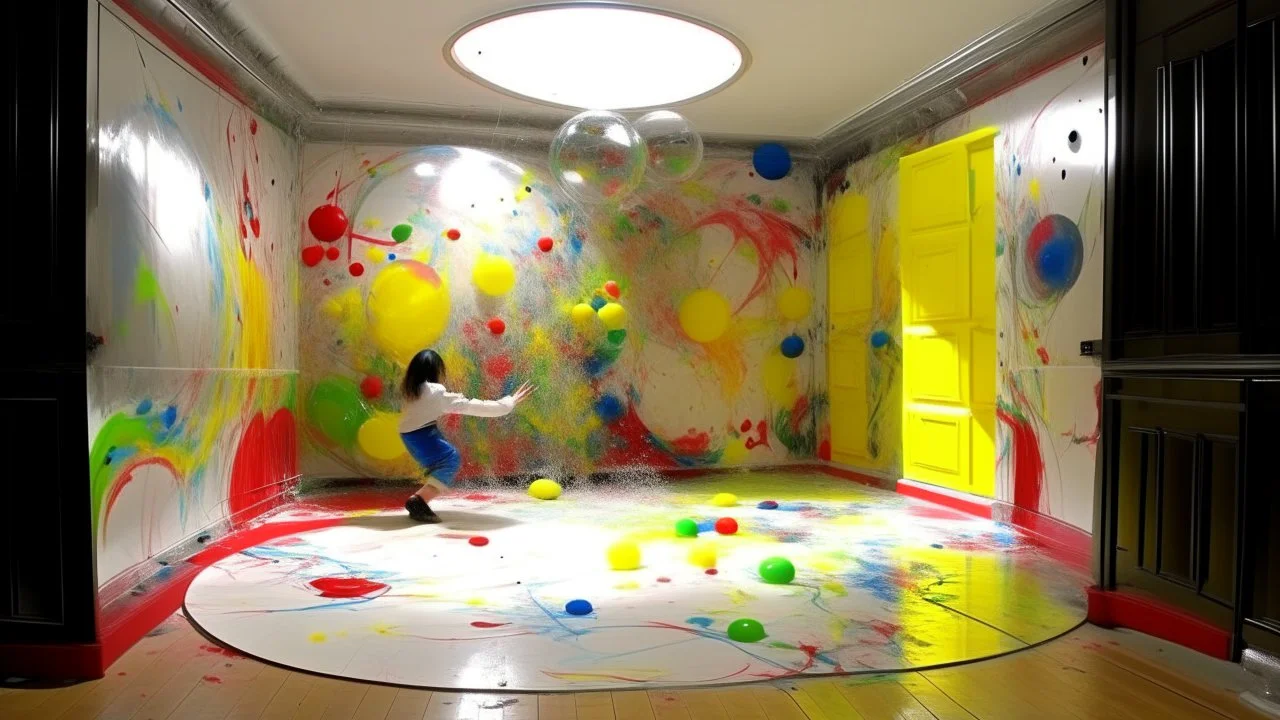 Action painting, bubble-shaped room