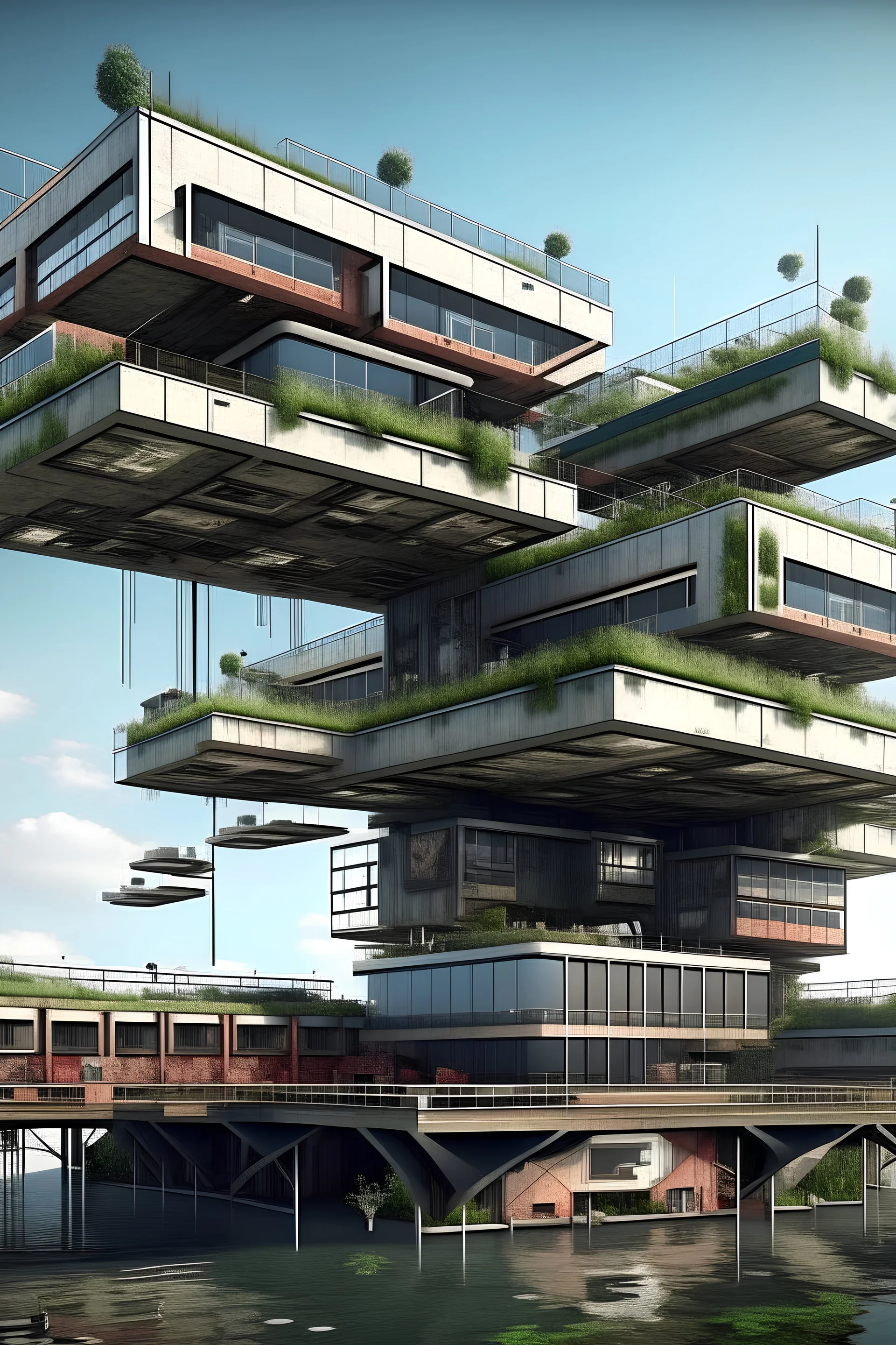 modular society living on giant raised platforms