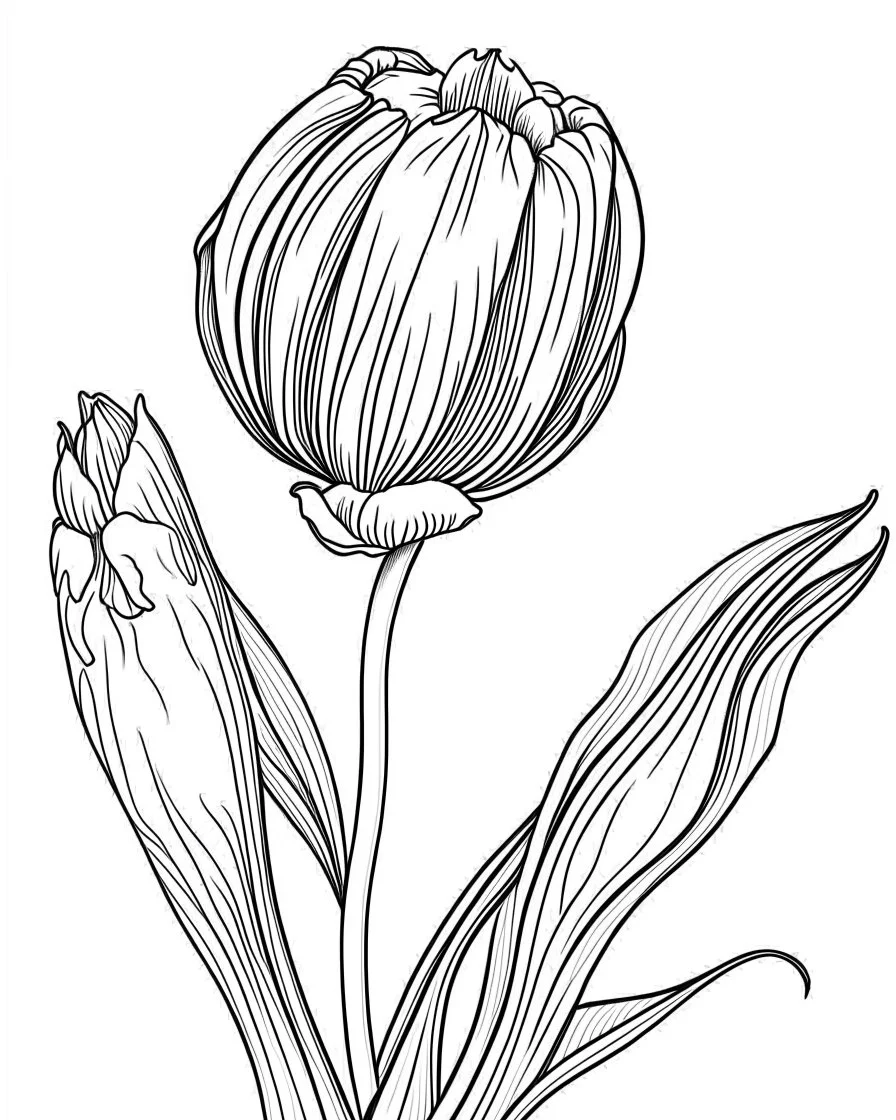 real massive Tulip flower coloring page