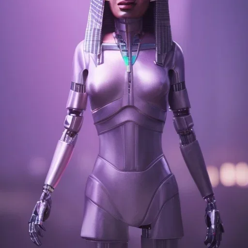 Nefertiti cyberpunk, full body, robocop, Egypt background