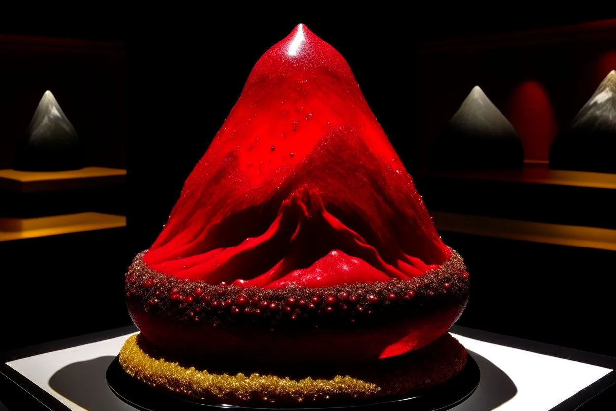 A red volcano with brimstone crystals painted by Peter Carl Faberge