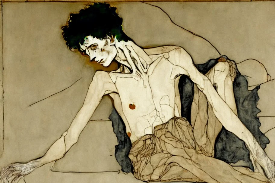 painting of a figure with the life-filled void of an empty existence, egon schiele masterpiece