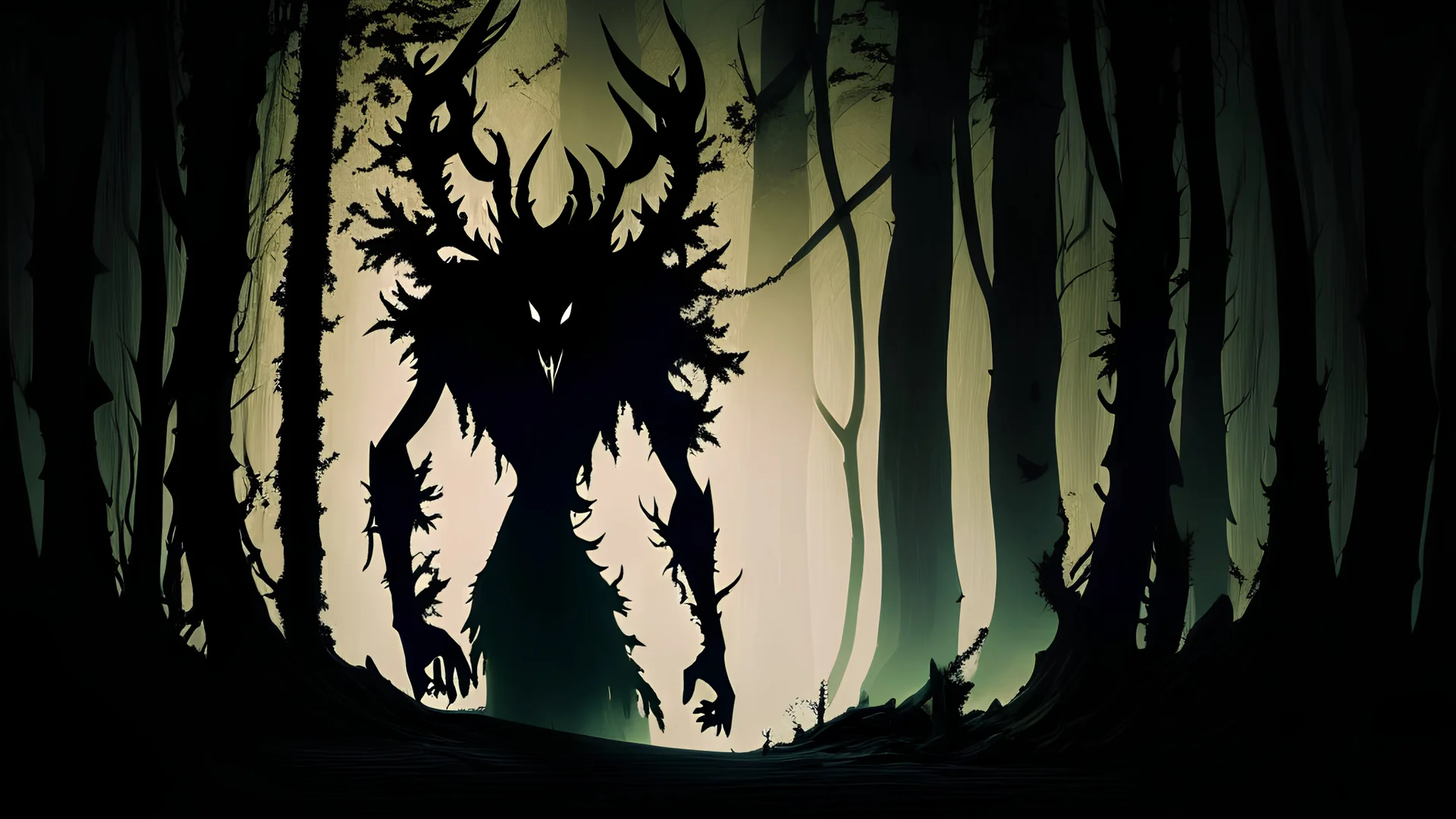 abstract shadow demon in forest